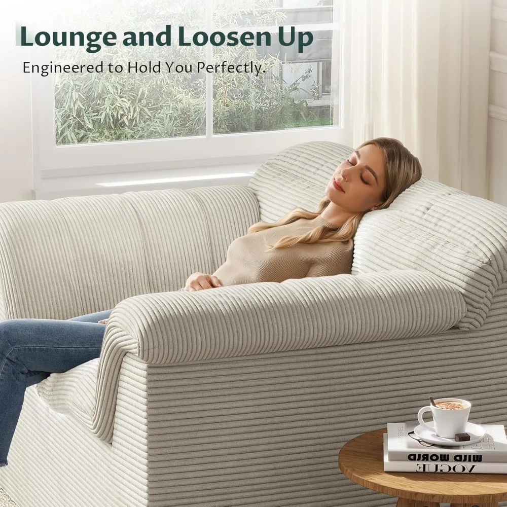 Eigentijdse modulaire sectionele bank, diepzitcomfort, enkele bank in corduroy stof voor de woonkamer