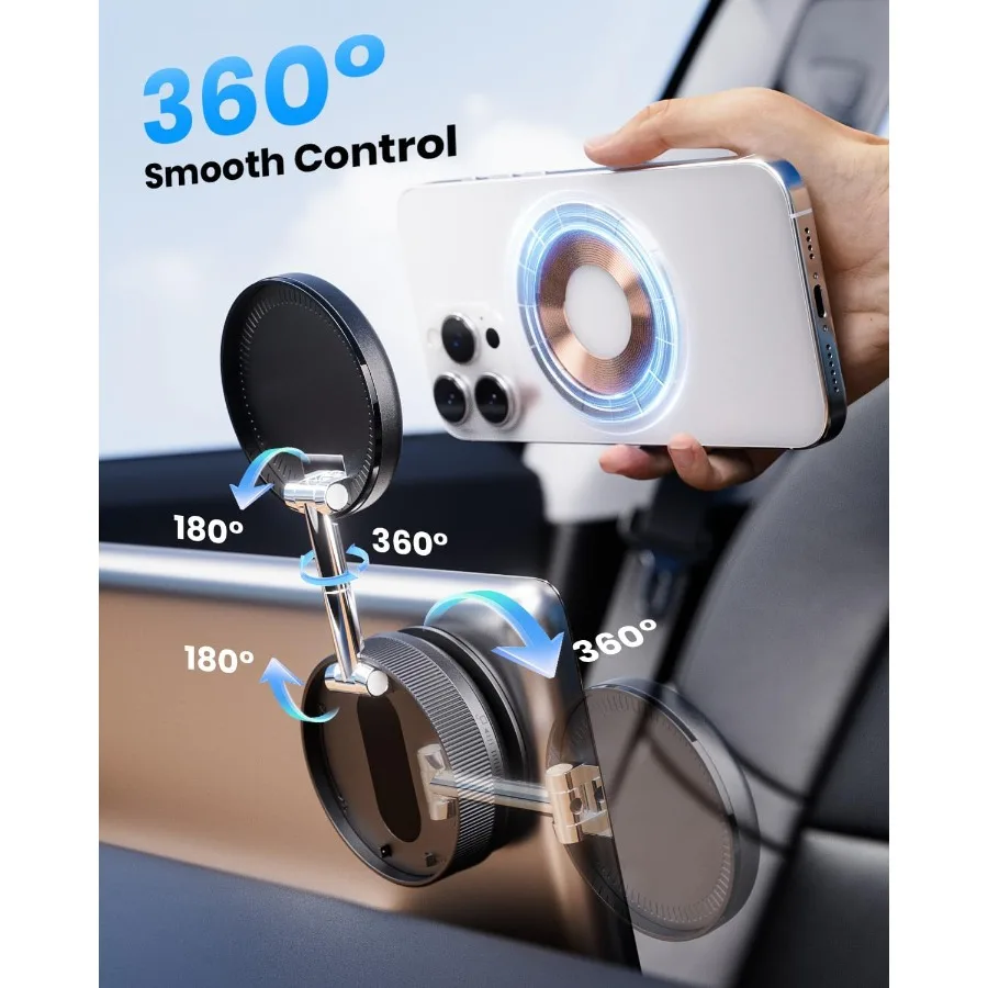 حامل هاتف السيارة المغناطيسي المطور 360 درجة لعام 2026 لـ Magsafe مع 96+ LBS أقوى شفط و2800gf أقوى مغناطيسي لـ #5