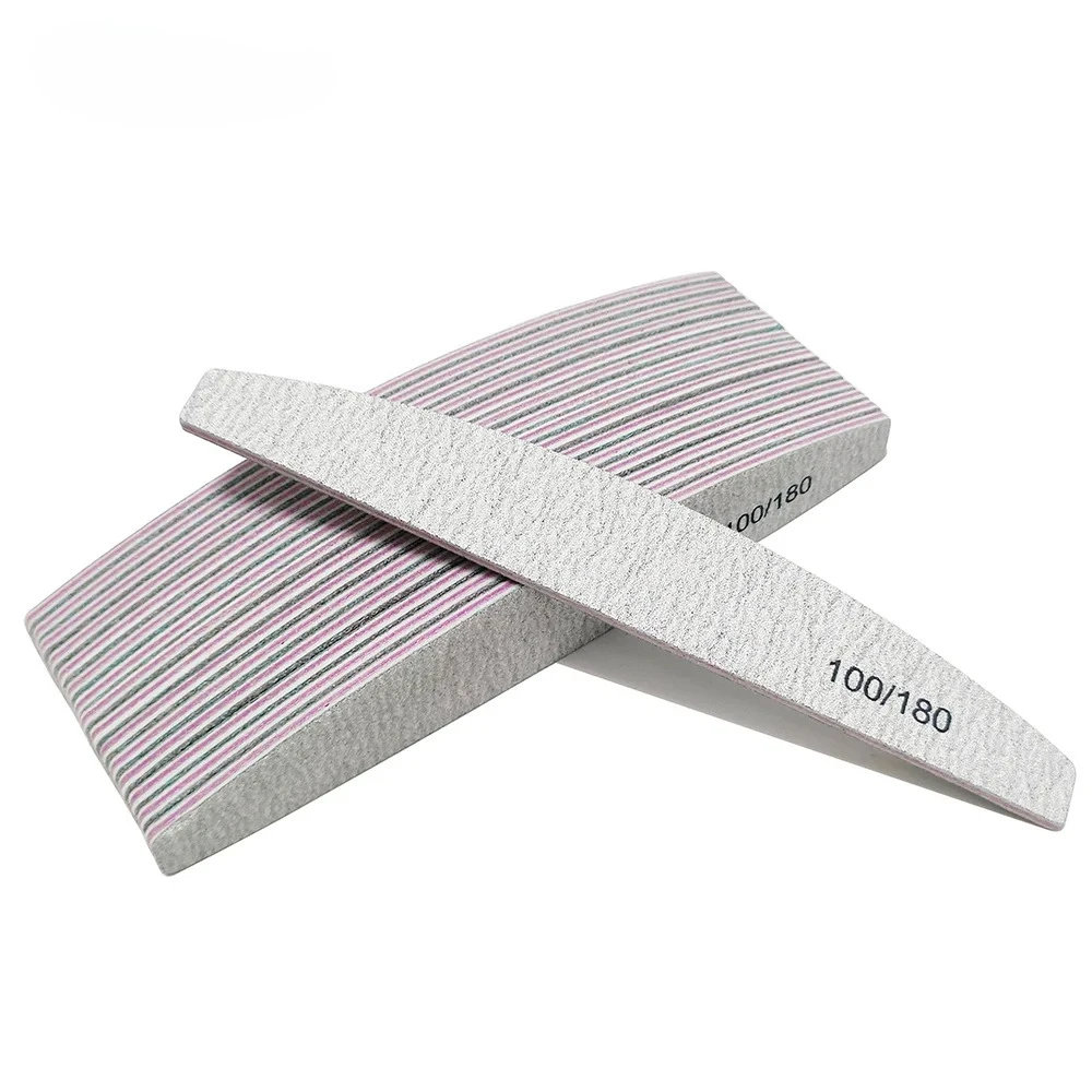 

Nail File Buffer 100/180 Grit Half Moon Nail Files Double Side Sandpaper Nail Sanding Grinding Gel Nail Polish Manicure Tool