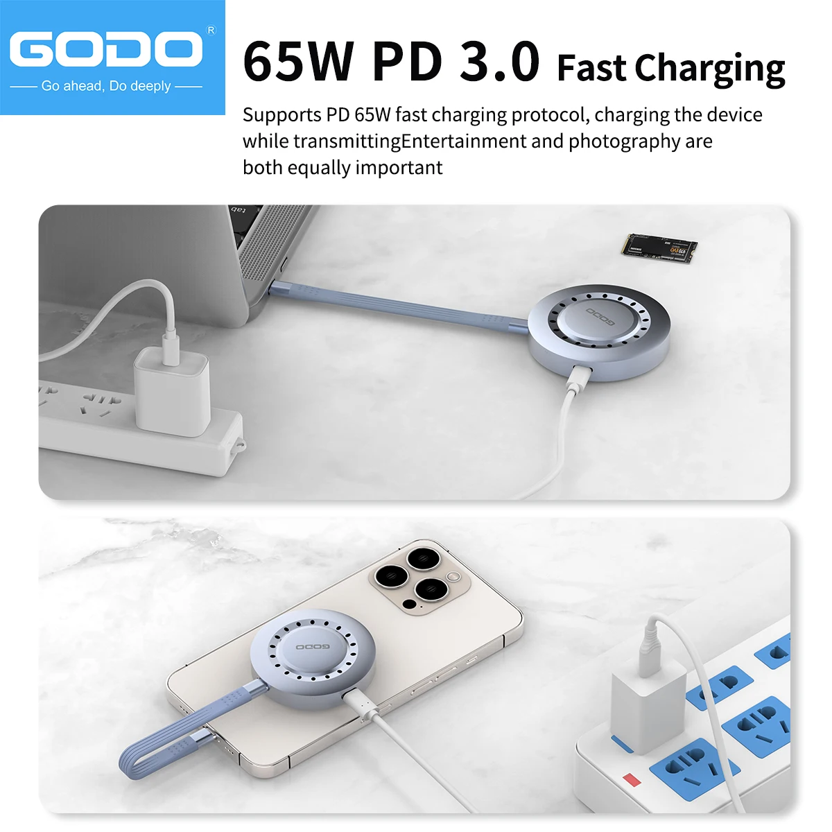 Custodia SSD GODO magnetica M.2 2230 NVMe Magsafe per iPhone 15/16 Pro e iPad Pro ProRes, custodia SSD USB-C portatile esterna