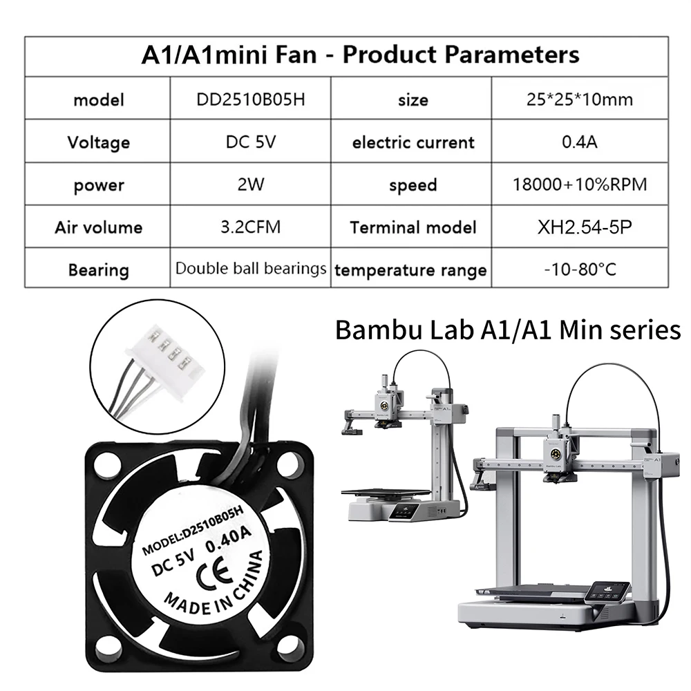 Hotend-Kühlventilator für Bambu Lab A1 A1 Mini 18000 U/min 2510 Lüfter für Bambulab A1 Hot-End-Kühlsets 3D-Drucker Ersatzteil – Detail 4