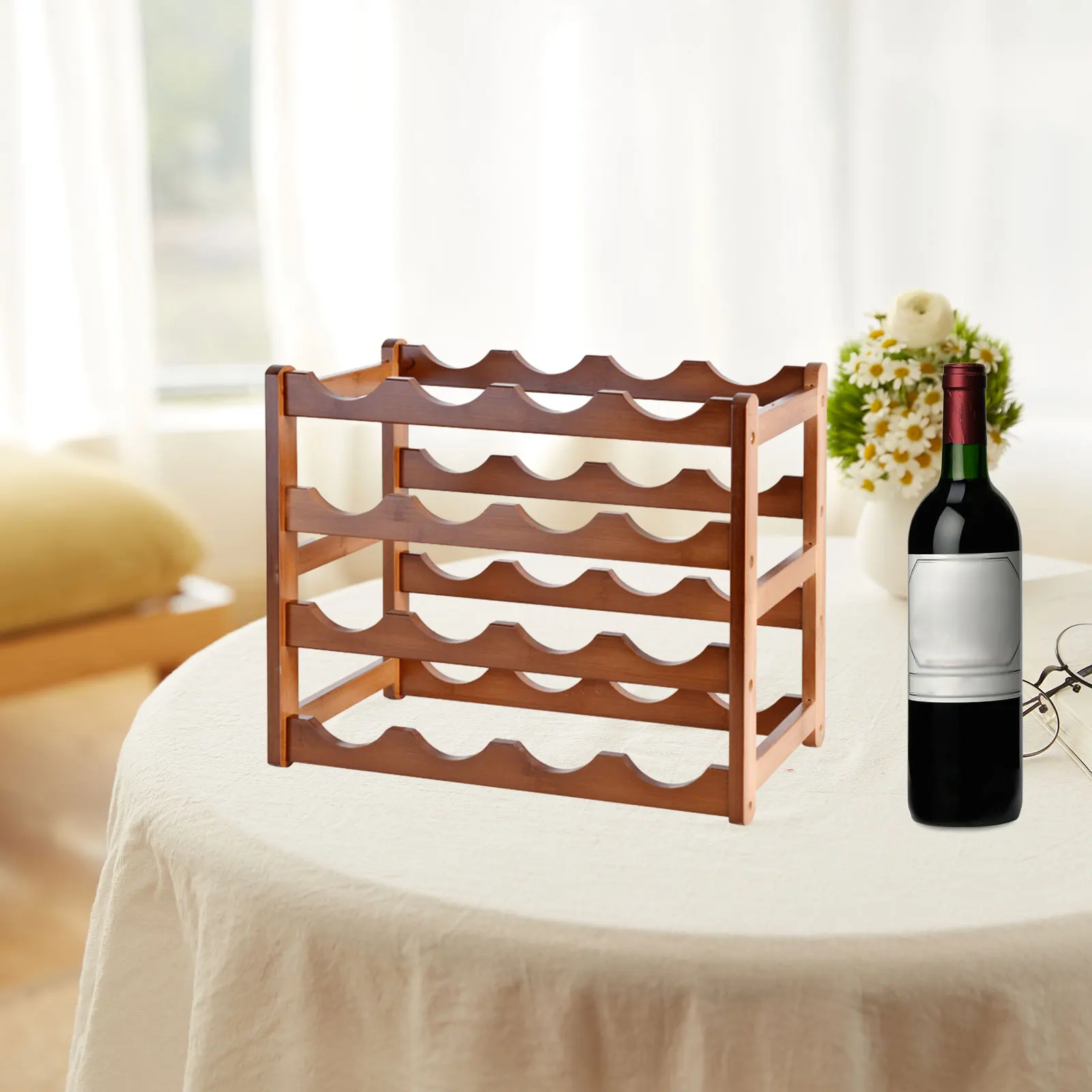 Red Wine Rack Wooden Bottle Shelf Wine Stand Storage Organizer Household Wine Display Rack Tabletop Bottle Holder Home Decor