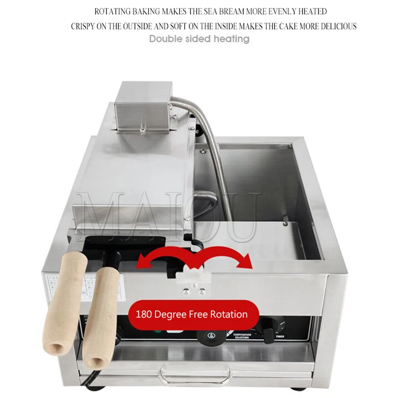 آلة وافل الأسماك آلة Taiyaki الأسماك الهراء بيكر 3 قطعة Taiyaki الأسماك على شكل الهراء عموم صانع آلة غير عصا