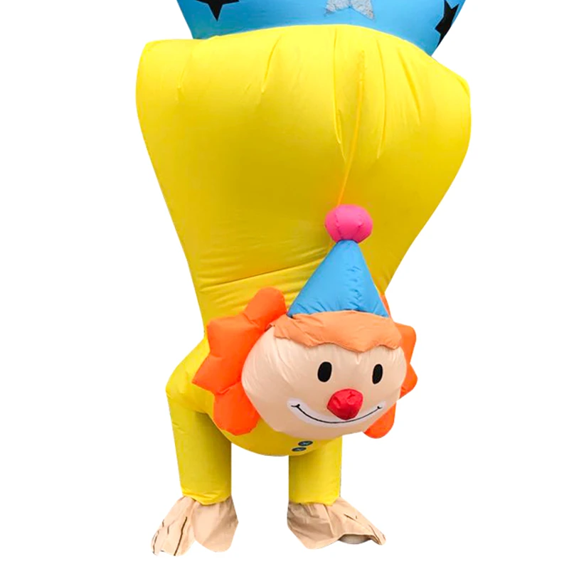 Nieuw opblaasbaar clownkostuum, grappig pak, mascotte Purim, Halloween en kerstfeest Cosplaykostuum voor volwassenen, met meerdere
