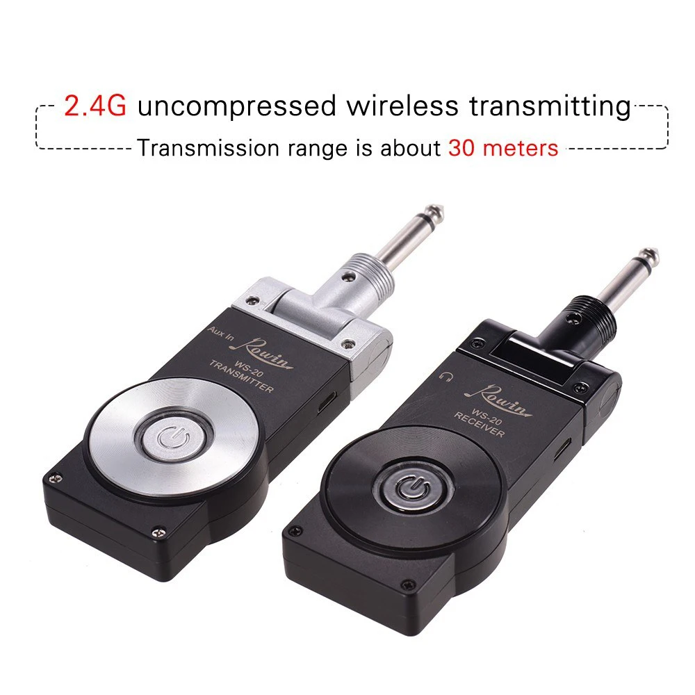 2.4G Guitar Wireless System Transmitter Receiver Rechargeable 180 Rotatable