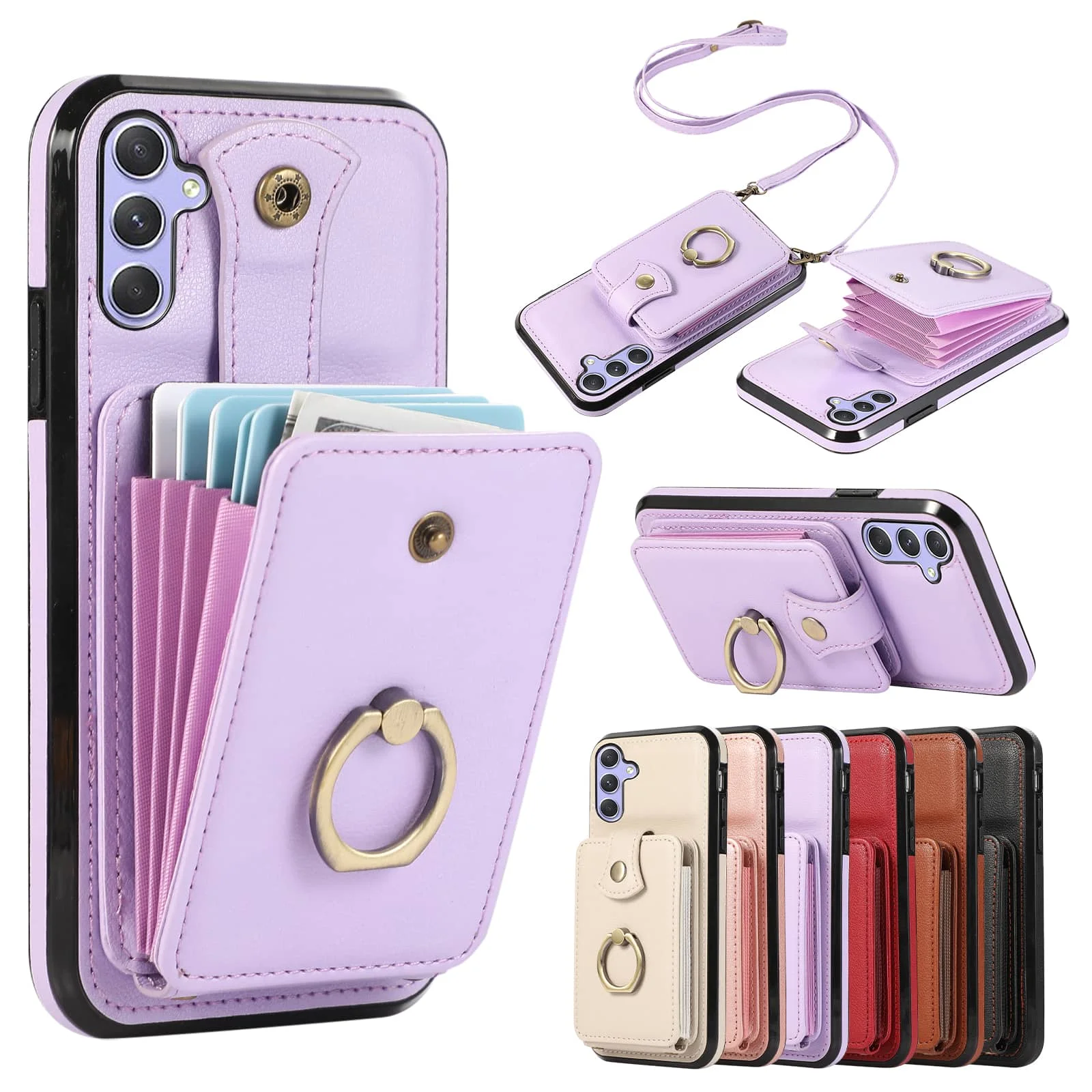 

Для Samsung Galaxy A16/A55/A15/A35/A25/A54/A34/A24/A14/A22/A53/A21S/A13/A12/A33/A32/A51/A71/A72/A52 Чехол-кошелек с держателем для карт