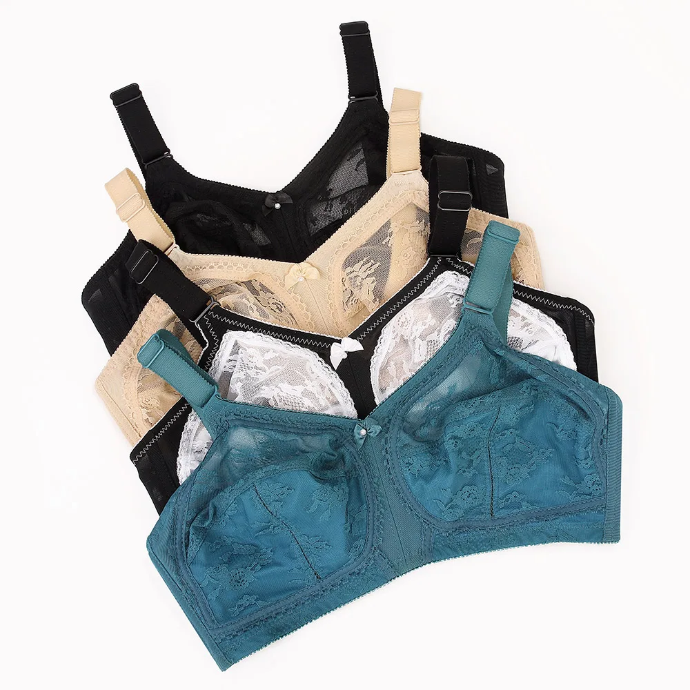 New Bras For Women Full Coverage Lace Bra Wireless Thin Non-padded Plus Size Lace Bra Women Minimizer Bras Big Cup D E F G H I