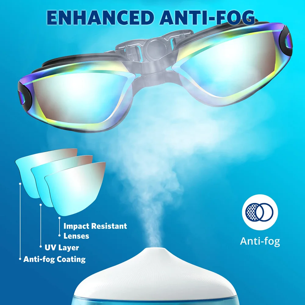 Úszás Védőszemüveg professzionális Vízhatlan esőköpény Úszik eyewear szemüvegek anti-fog 100% UV védelem nincs leaking számára Felnőtt férfiak Nők Fiatalság