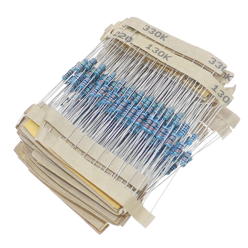 1/8W 1/4W 1/2W 1W 2W 3W 5W Metal Film Resistors Assortment Kit Set 1% Electronic Components resistor package