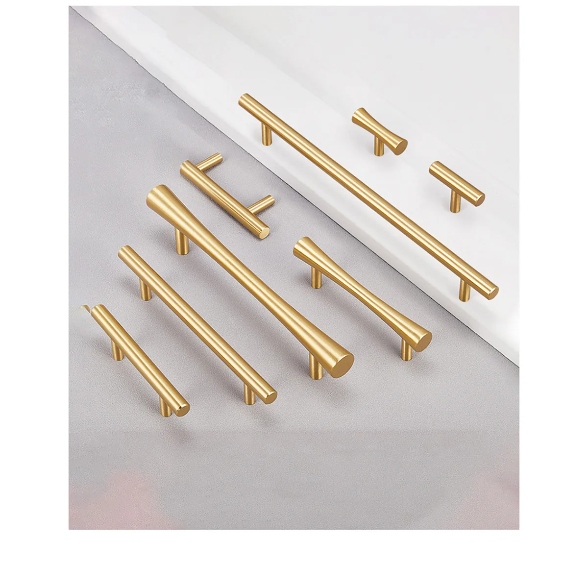 

Brass Cupboard Handle Brushed Kitchen Cabinet Door Knob Furniture Drawer Pulls Bar Handle