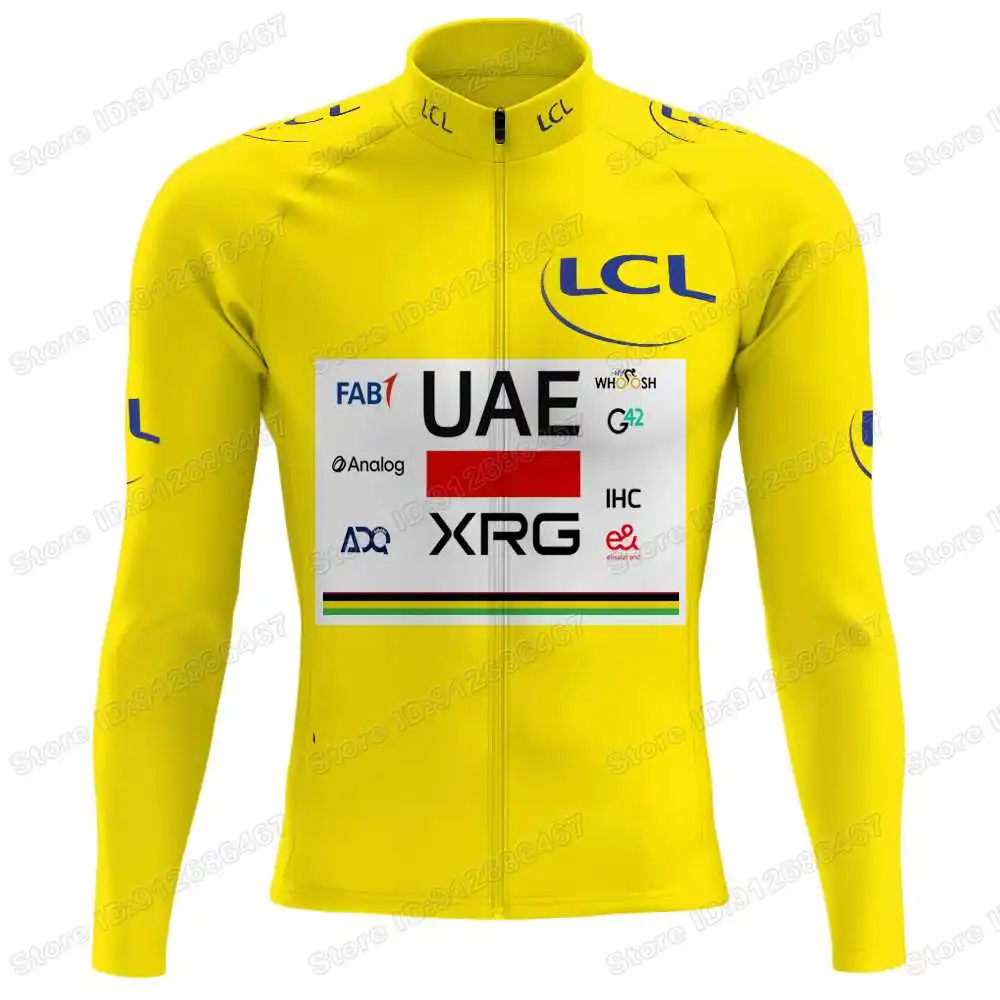 2025 فريق الإمارات العربية المتحدة الدراجات جيرسي طويلة الأكمام بطل العالم Tadej Pogaari ملابس ركوب الدراجات الرجال الطريق دراجة قميص دراجة القمم