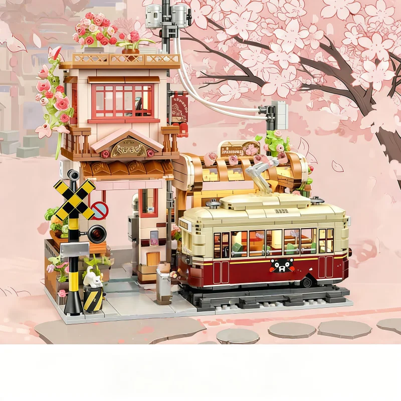 build-your-own-vintage-tram-station-cozy-town-street-view-building-blocks-set