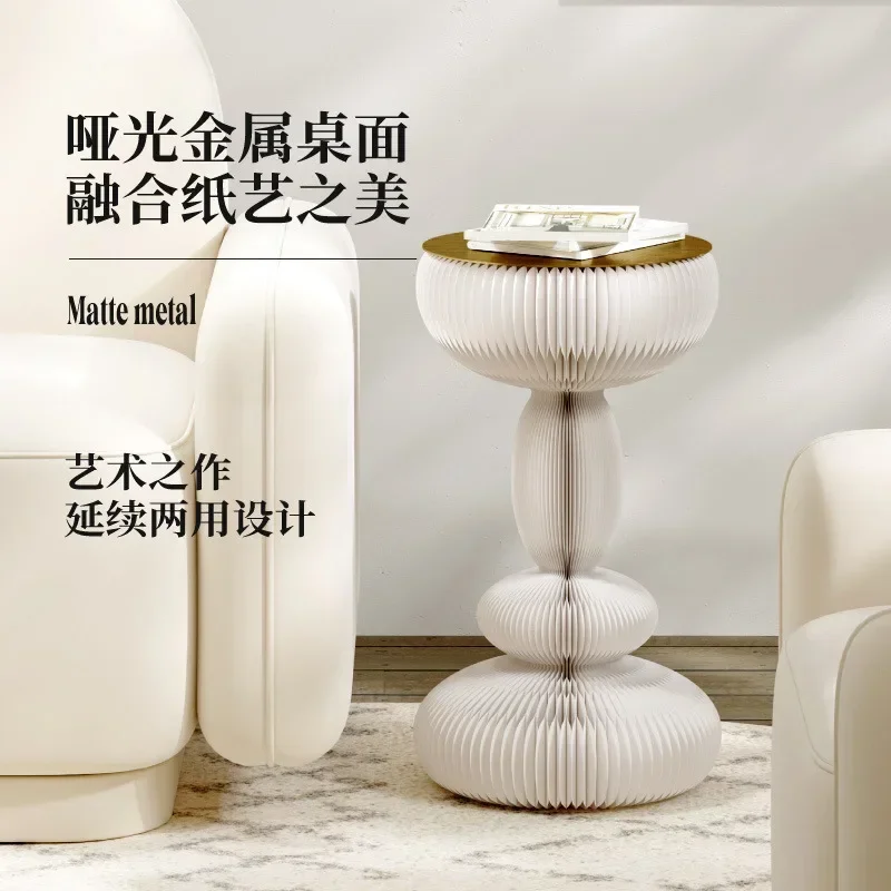 Twilight drum side table, elegant, round and romantic retro art bedside round table, paper art display stand