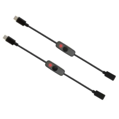 전원 스위치 USB C 타입, 표시등 포함, 암수 USB-C 연장 케이블 스위치, 라즈베리 파이 4B 용, 2 개