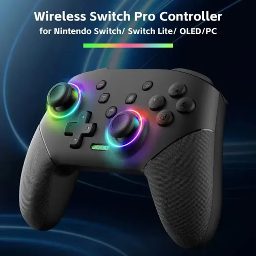 Imagen 2 del producto Controlador inalámbrico de juego RGB para consola Switch OLED/Lite Pro Gamepad con batería de 600/1000Mah función Turbo programable