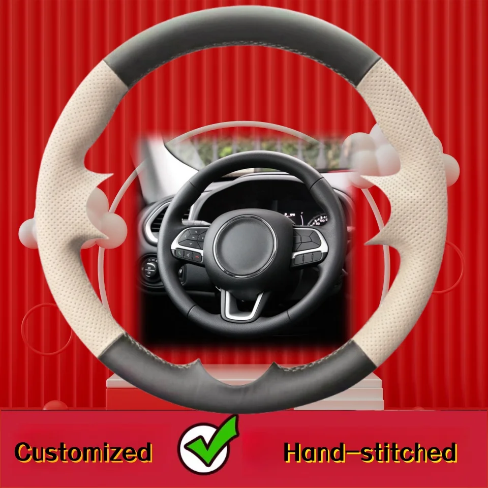 

Customized Hand-stitched Car Steering Wheel Cover For Jeep Renegade 2016-2019 Car Accessories Black Wear Resistant Accessories