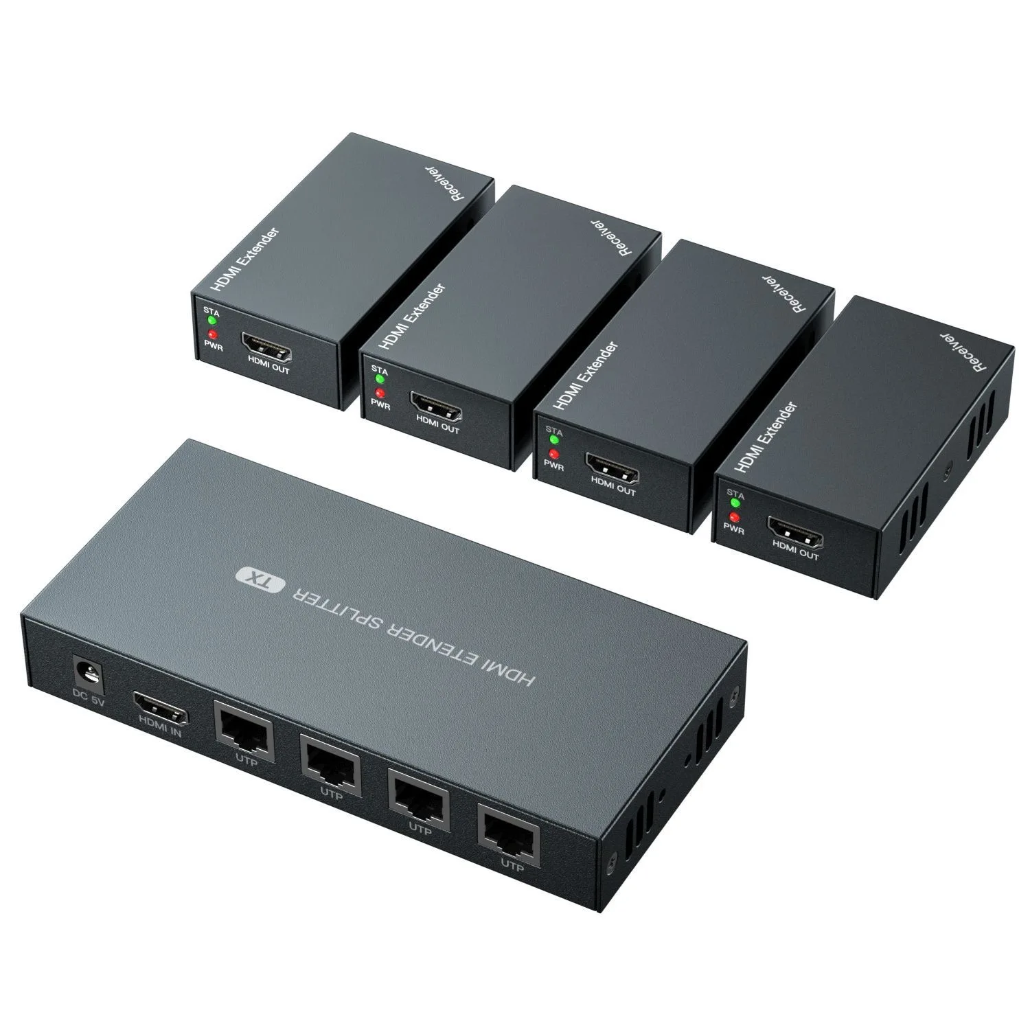 60m 1x2 HDMI Ethernet Extender 1x4 1 To 2 / 4 HDMI Splitter 1 Transmitter and 2 / 4 Receiver Via RJ45 Cat6 Cable Video Converter