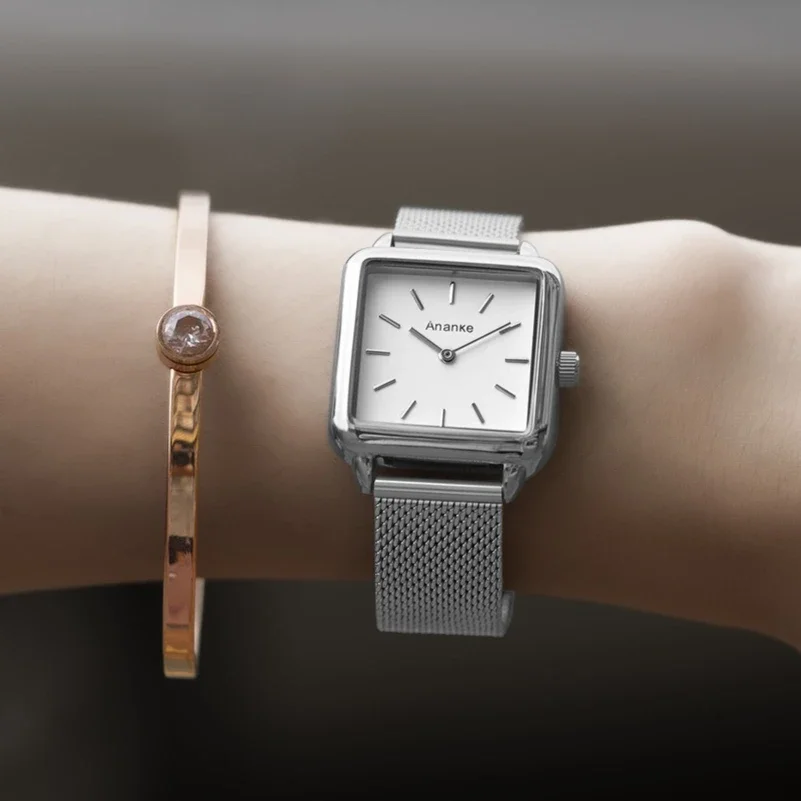 

New Casual Elegant Women Quartz Watch Fashion Square Stainless Steel Band Simple Business Ladies Timepiece Luxury Wristwatches