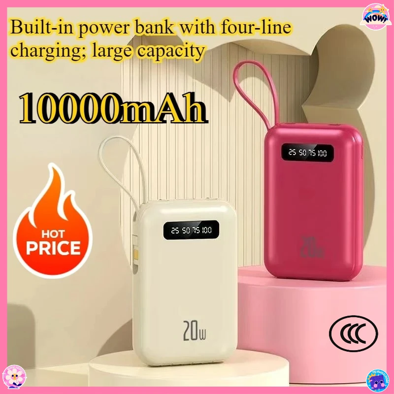 

New 4-line Built-in Power Bank with 10000mAh Large Capacity Digital Display Portable Mobile Power Source
