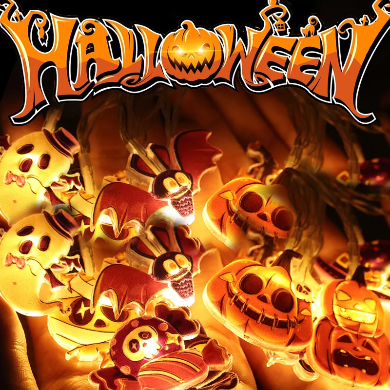 

10LEDs Halloween Pumpkin Ghost Black Cat String Lights Party Lantern Hanging Pendant Indoor Outdoor Garden Festival Decorations