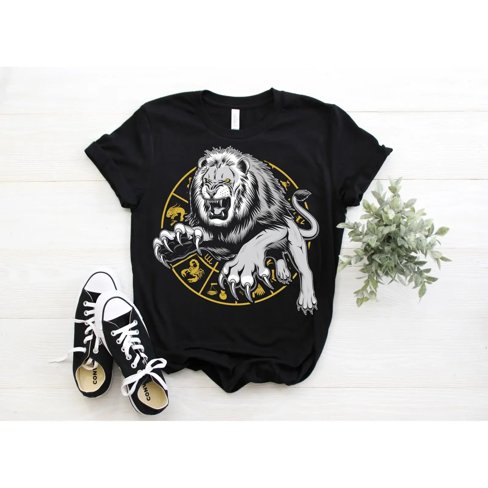 Leo Lion Zodiac Horoscope Astrological Sign T Shirt July 23 August 22 Birthday Cool Christmas Present vintage Washed Unisex