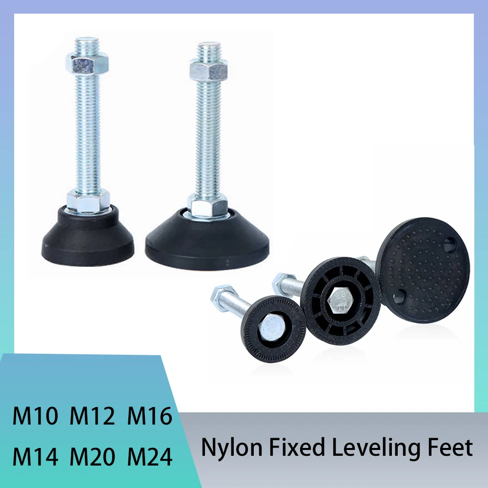 Nylon Fixed Leveling Feet M10 M12 M14-M24 Galvanized Adjustable Furniture Base Foot Pads For Table Cabinet Industrial Equipment