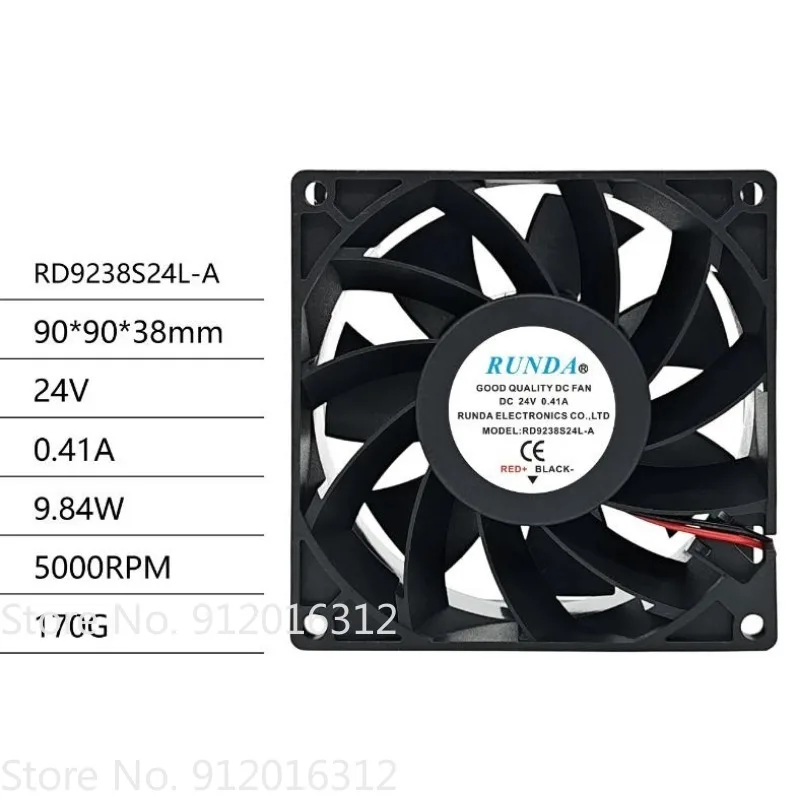 New Cooler Fan for RUNDA RD9238B24L-A/-S/L24L-A 0.45A DC24V 9CM DC Cooling Fan 90 * 90 * 38MM