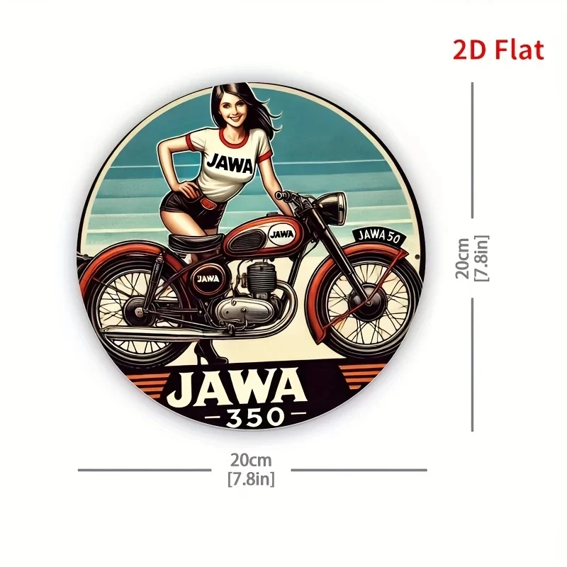 [2D Flat] 1 Piece - 8X 8inch (20X 20cm) - 2D Jawa 350 Vintage Wall Art Metal Tin Sign - Vintage Aluminum Decoration Suitable for Home, Cafe, Bar - Single Piece