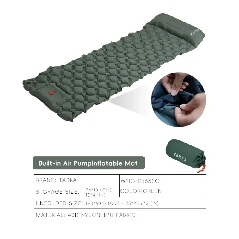 Inflatable Camping Mats Air Mattress With Pillow Outdoor Tourist Sleeping Pad Self-Inflating Mattress For Hiking Climbing
