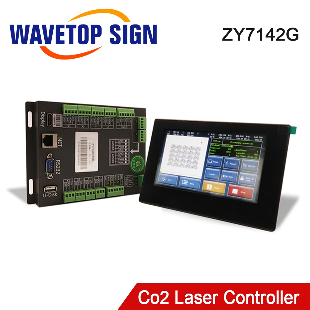 WaveTopSign Co2 Laser Controller ZY7142G 4Axis 7-inch Touch Screen for Co2 Laser Cutting Engraving Machine