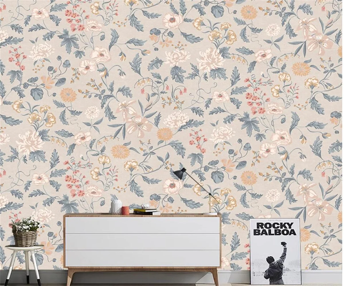 Custom mural Pastoral style small floral wallpaper living room TV background wall paper small fresh floral bedroom 3d wallpaper