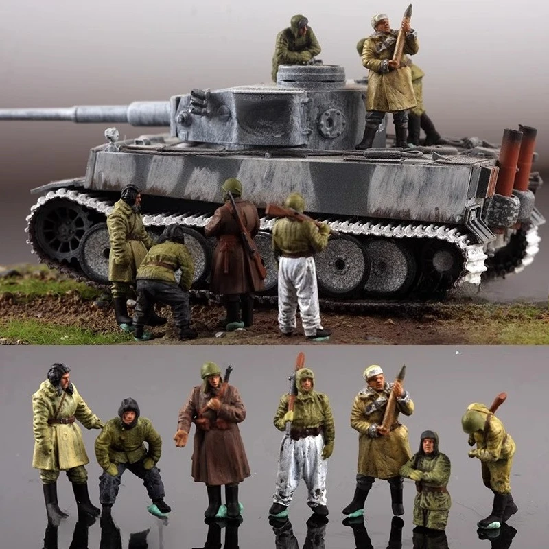 

1/72 Scale Soviet Soldiers Seven Soldier Team Resin Model Scene Accessories for Action Figures Desktop Ornament