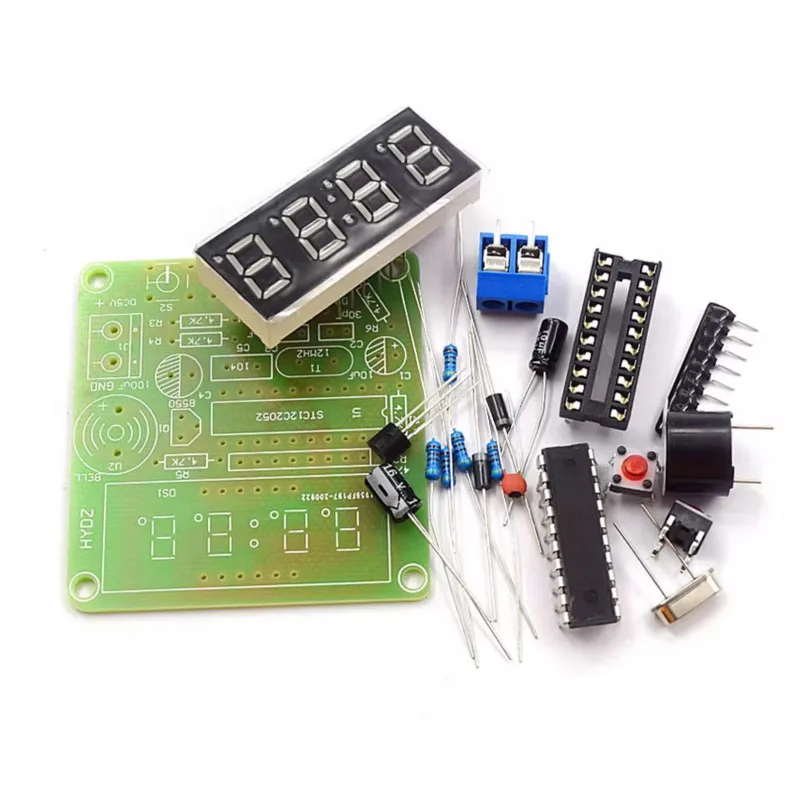 AT89C2051 Digital 4 Bits Electronic Clock Electronic Production Suite DIY Kit