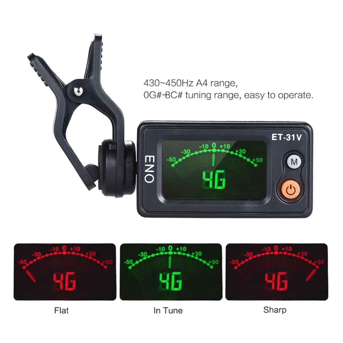 (▲★HUND) ET-31V Violin Tuner Clip-on Tuner Automatic Tuning Mode for Violin Viola Cello Double Chromatic with LCD Display