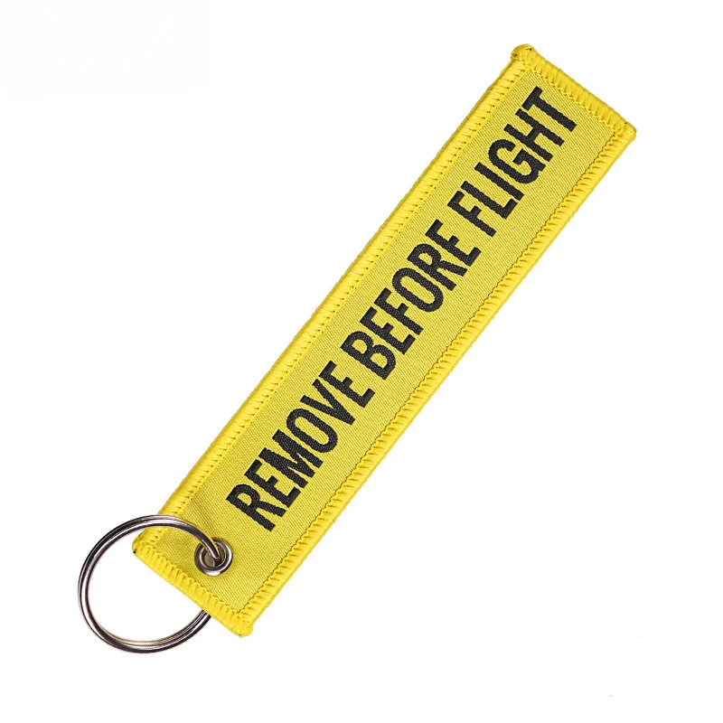 

REMOVE BEFORE FLIGHT Double Sides Keychain Multicolor Embroidered Keyring for Motorcycle Car Bag Key Jet Tag Gifrs