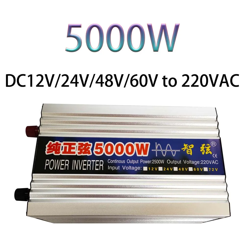 

5000W Pure Sine Wave Inverter DC 12V 24V 48V 60V AC Output 220V 230V Universal Socket Converter and Inverters