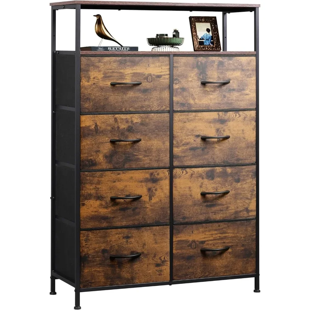 

Chest of Drawers Shelf Tall Dresser with 8 Drawers,Living Room Cabinet,Storage Tower with Fabric Bins,Hallway,Home,Free Shipping