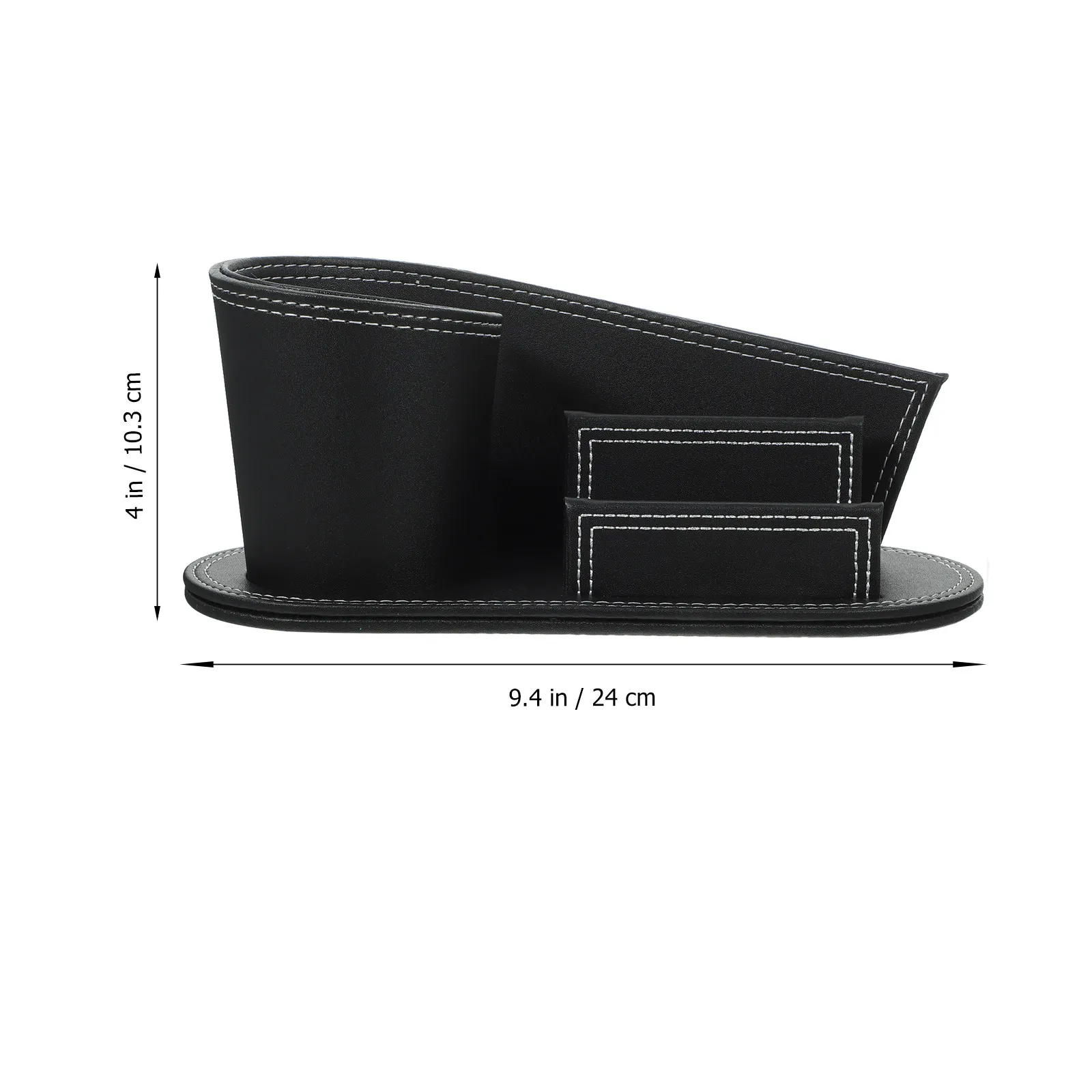 Premium PU Pen Holder Desktop Organizer Elegant Design for Writing Instruments Cellphone Envelope Cosmetics Office Black