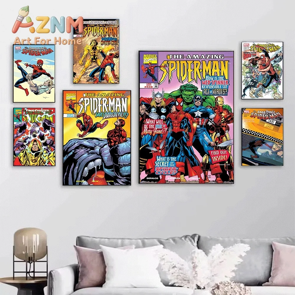 AZNM The Amazing Spider-Man Ricochet Identity Crisis Comic Canvas Wall Art No Frame Vintage Superhero Print Poster Home Wall D