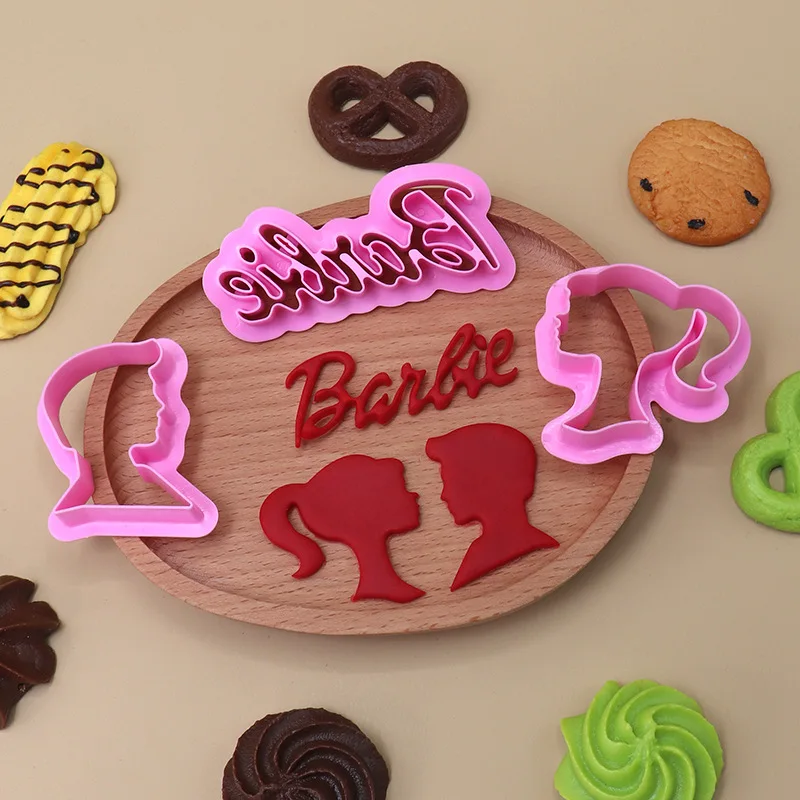 Barbie Cookie Cutter Biscuit Mold Cartoon DIY Plastic Pressable Fondant Wedding Embosser Baking Decorating Kitchen Tool Supplies