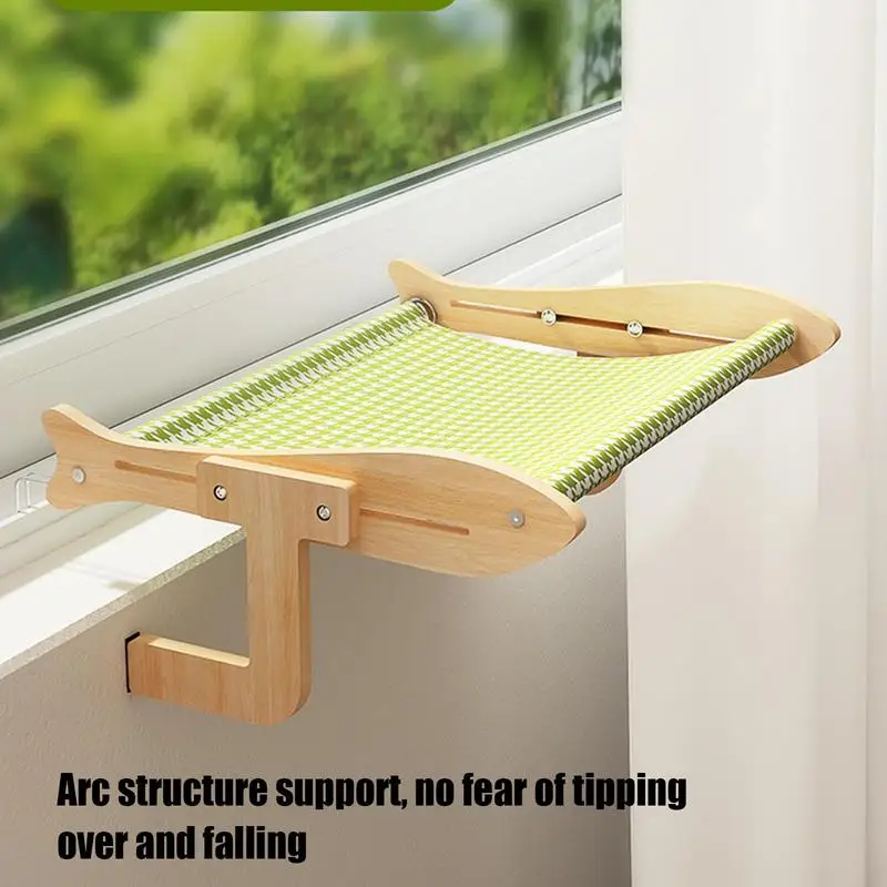 

Cat Hammock For Window Breathable Cat Furniture Side Mounted Design Sturdy Wooden Pet Furniture For Windowsill Bedside Balcony