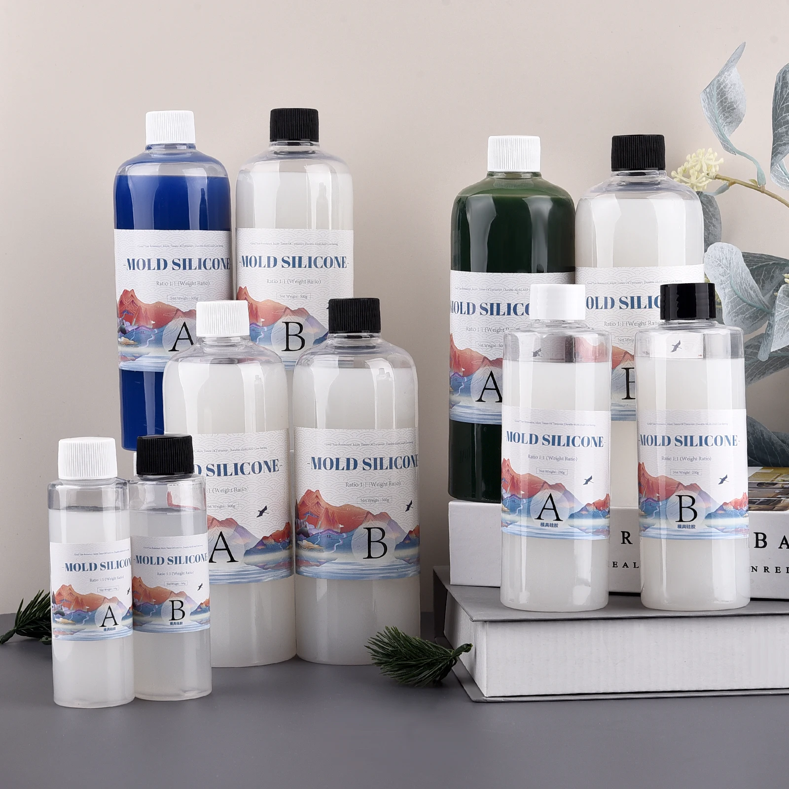 DIY 실리콘 몰드 만들기 키트, AB 1:1 액체 고무 복사 클론 개체 패턴 접착제, 빠른 경화 몰드 만들기, 200g, 500g, 1000g
