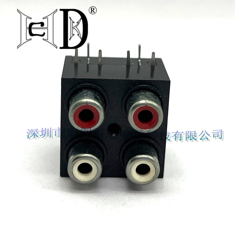 2pcs Avsame Core Socket Eight Legs RCA Seat Four-Hole PCB Welding Audio and Video Interface AV4-8.4-13A Sealed