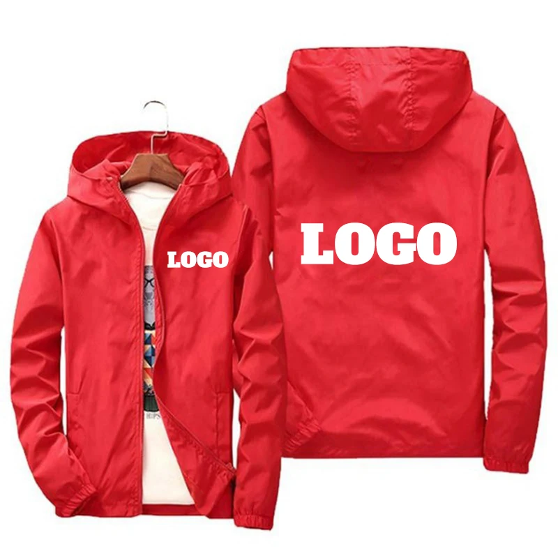 Customized brand logo men's waterproof jacket, warm windbreaker, casual wear, plus size, black, outdoor trend, autumn and winter