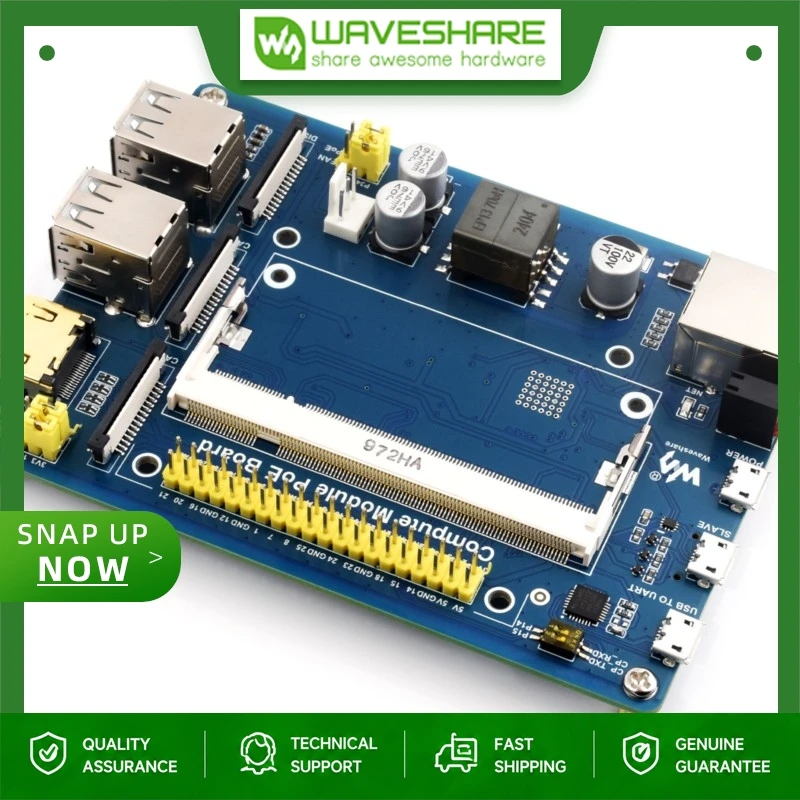 Waveshare CM4S CM3 Compute Module IO Board, PoE Composite Expansion Board for Raspberry Pi