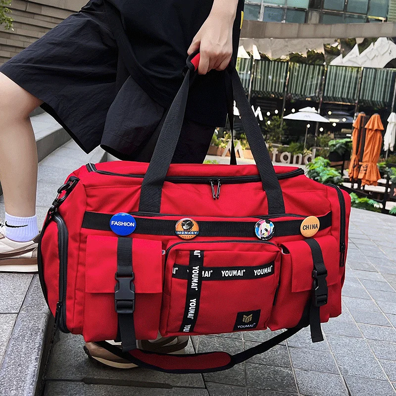 

Large Capaci Sport Fitn Bag ort Trip Travel Handbag Men's Sle Separate Wet And Dry Swimming Bag Ox Cloth Pure Color