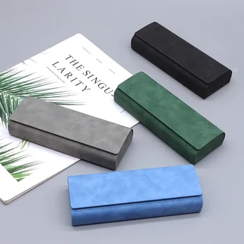 Étui à lunettes en coque rigide pour hommes femmes Étui à lunettes en cuir PU Lunettes de soleil portables anti-extrusion Boîte de rangement Pochette pliante pour lunettes 10 meilleures housses à lunettes minces en vente - No 2