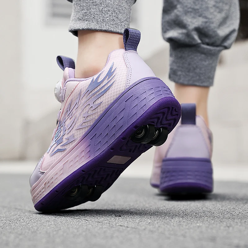 

2025 New 4-Wheel Roller Sneakers: Kids' Invisible Heelys – Boys' & Girls' Student Sports Skates