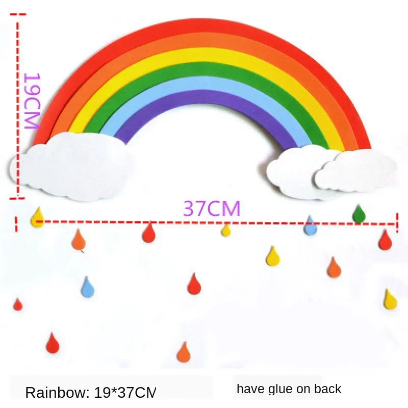 Sky Rainbow Cloud Sun Moon Handmade Rubber Wall Stickers DIY Handwork EVA Foam for Kids Learning Educational Wall Decoration Toy