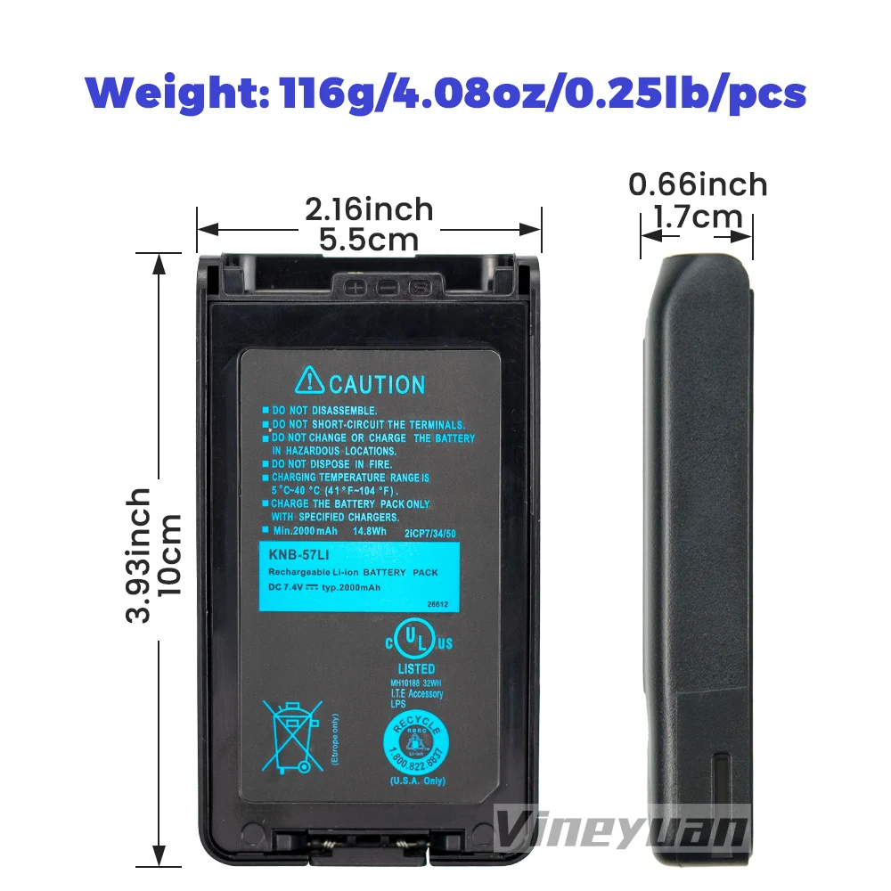 10PCS KNB-57L 2000mAh Ersatz Batterie für Kenwood NX-220 NX-320 TK-2140 TK-3160 TK-2170 TK-3140 KNB-55L KNB-35 Zwei Weg Radio